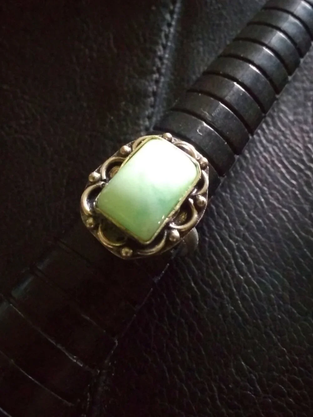 Sz 6.5 ~ Pale Green Amazonite Ring! SilverPlated - Boho Girlie Feminine Festival